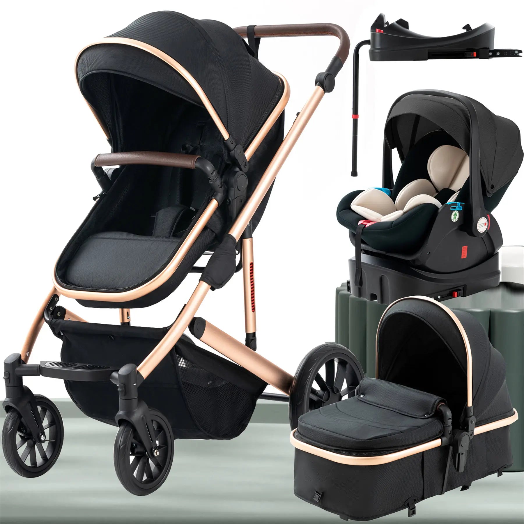 BabyVoyage: 3-in-1 Travel Stroller Set