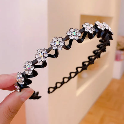 Radiant Waves: Non-slip Rhinestone Headbands for Women and Girls!