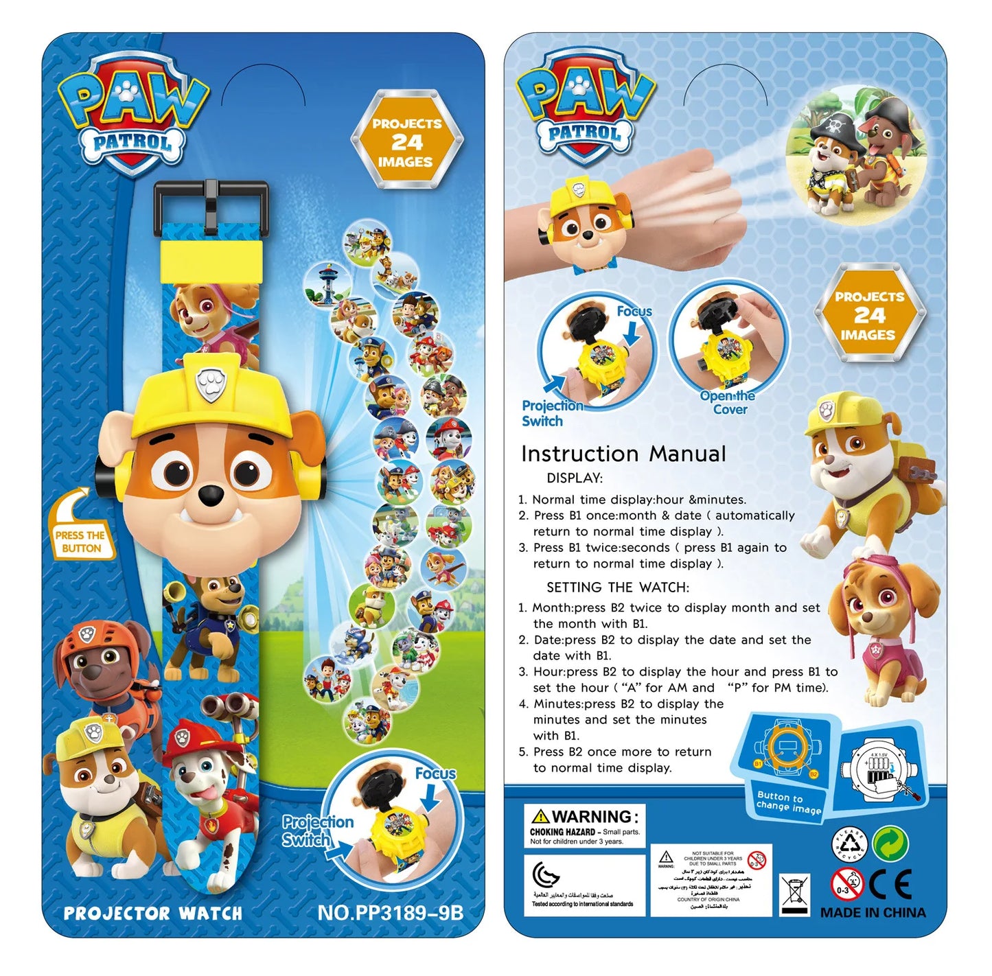 Cartoon Paw Patrol 3D Projection Watch: Chase, Rubble, Marshall, Skye Anime Digital Watches - Fun Children's Toy Wristband Watch