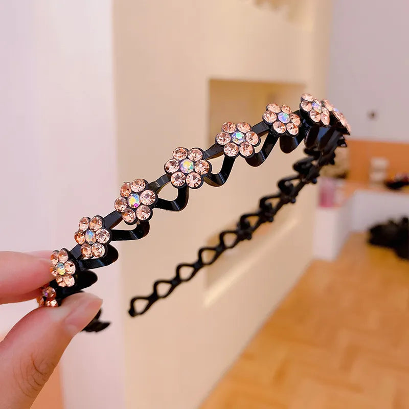 Radiant Waves: Non-slip Rhinestone Headbands for Women and Girls!