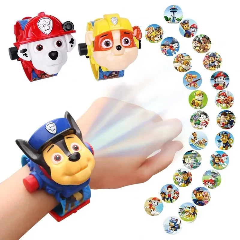 Cartoon Paw Patrol 3D Projection Watch: Chase, Rubble, Marshall, Skye Anime Digital Watches - Fun Children's Toy Wristband Watch