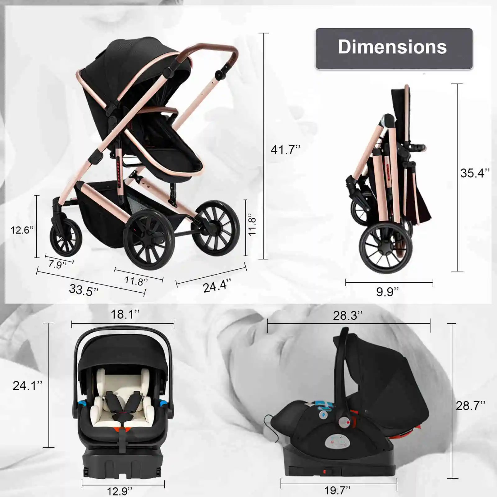 WanderWheels: 3-in-1 Portable Baby Stroller & Car Seat Combo