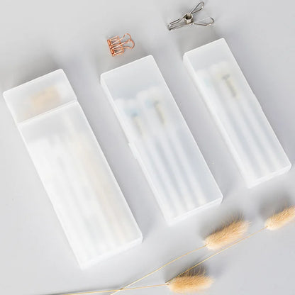 ✏️ Simple Matte Transparent Plastic Pencil Case: Frosted White Stationery Supplies for School and Office! 📝🏫