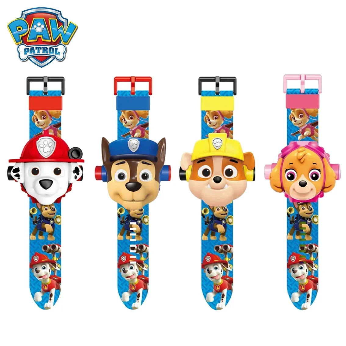 Cartoon Paw Patrol 3D Projection Watch: Chase, Rubble, Marshall, Skye Anime Digital Watches - Fun Children's Toy Wristband Watch