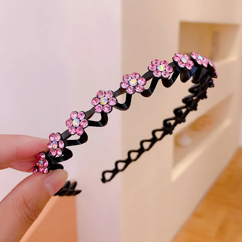 Radiant Waves: Non-slip Rhinestone Headbands for Women and Girls!