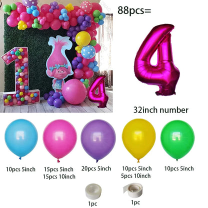 Troll-tastic Party Delight: Princess Balloon Decoration Set for Magical Birthdays!