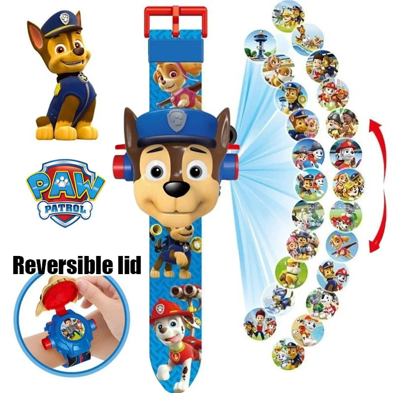 Cartoon Paw Patrol 3D Projection Watch: Chase, Rubble, Marshall, Skye Anime Digital Watches - Fun Children's Toy Wristband Watch