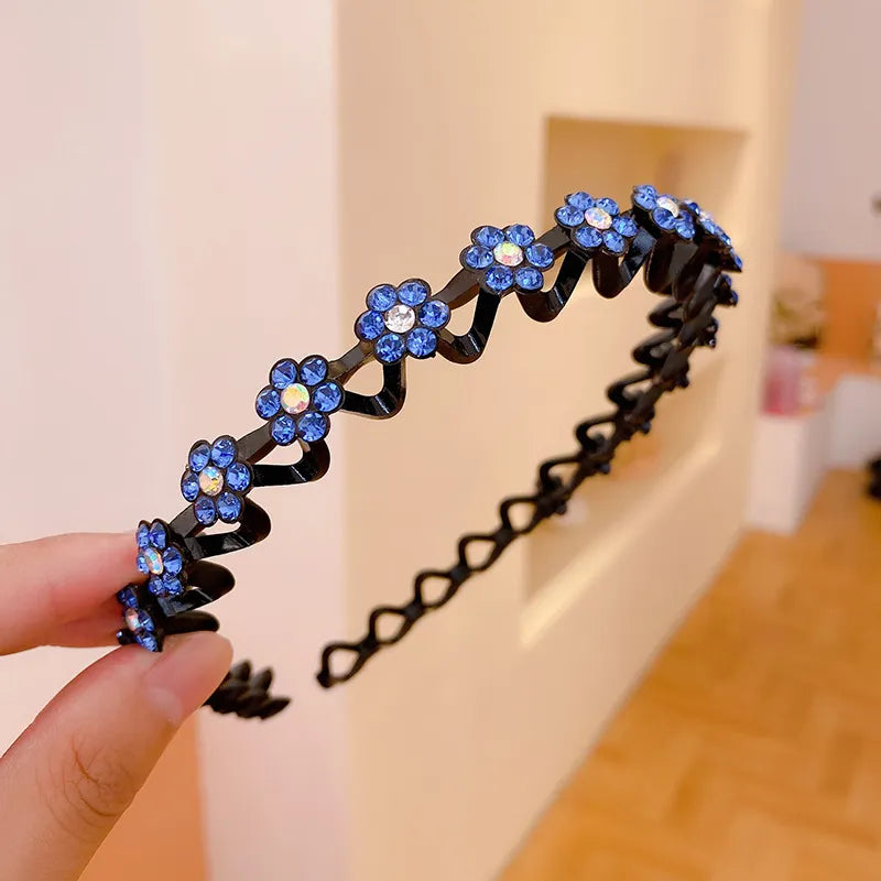 Radiant Waves: Non-slip Rhinestone Headbands for Women and Girls!