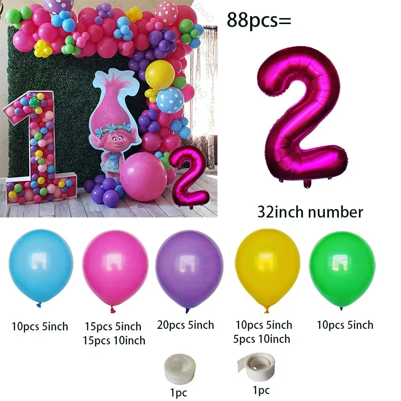 Troll-tastic Party Delight: Princess Balloon Decoration Set for Magical Birthdays!