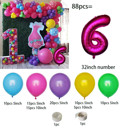 Troll-tastic Party Delight: Princess Balloon Decoration Set for Magical Birthdays!