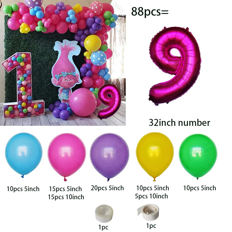 Troll-tastic Party Delight: Princess Balloon Decoration Set for Magical Birthdays!