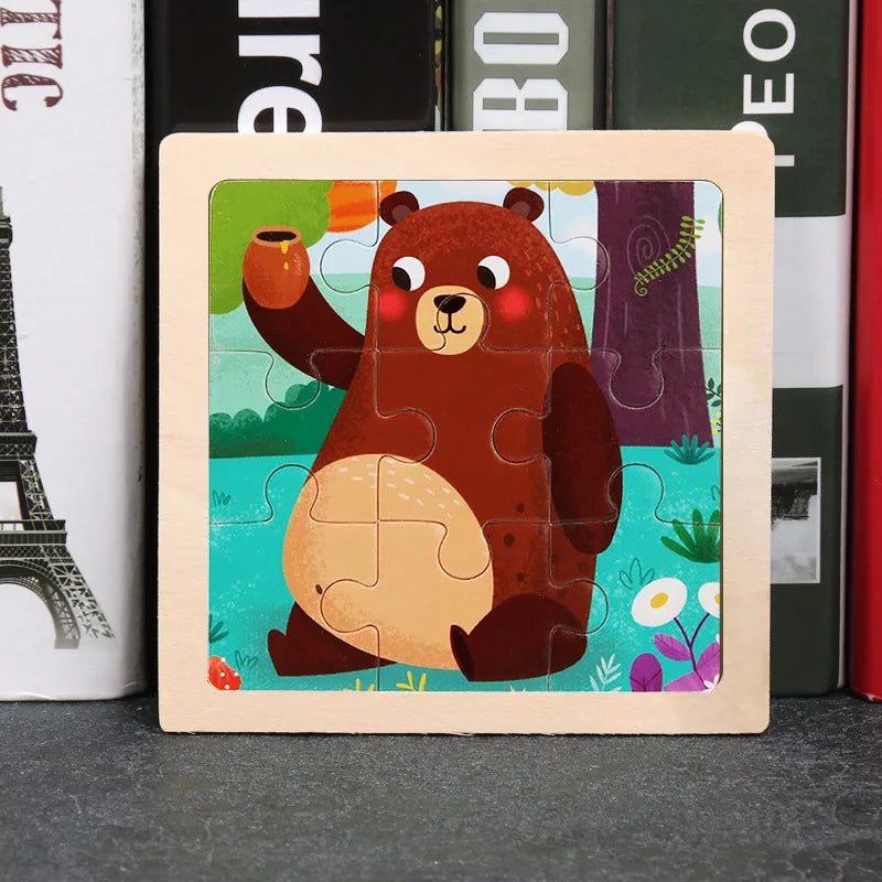 Critter Commute: Baby Animal Traffic Wooden Tangram Puzzle