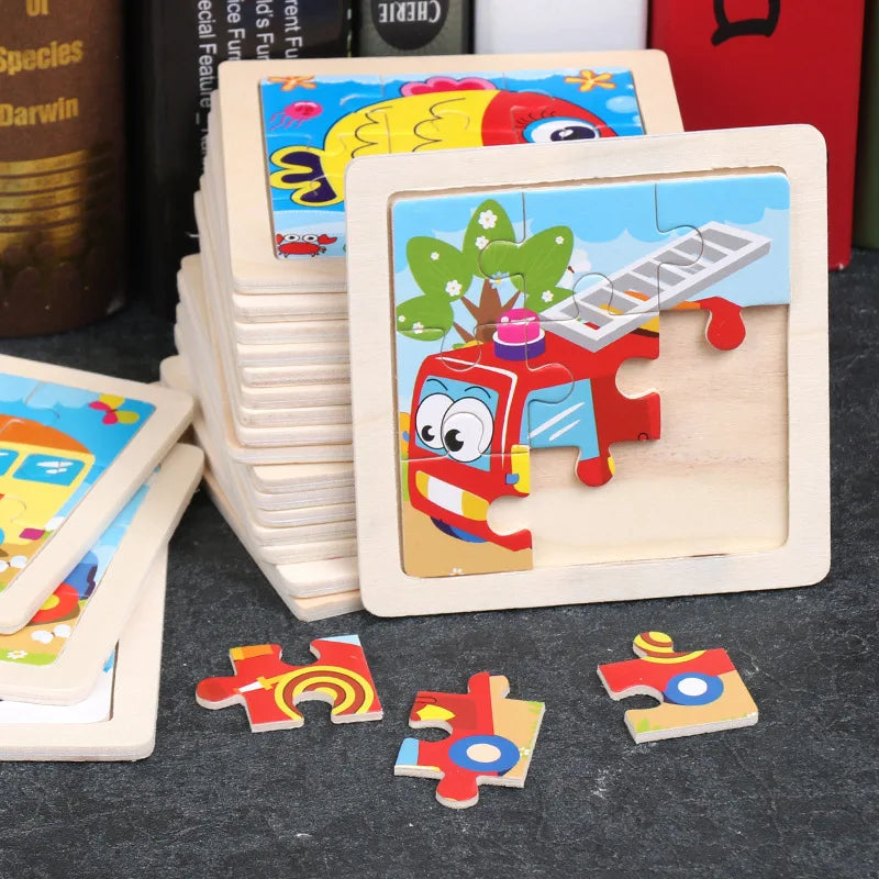 Critter Commute: Baby Animal Traffic Wooden Tangram Puzzle