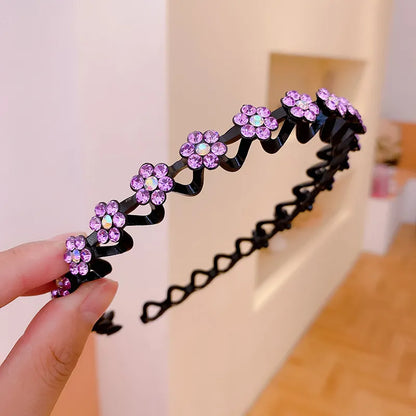 Radiant Waves: Non-slip Rhinestone Headbands for Women and Girls!