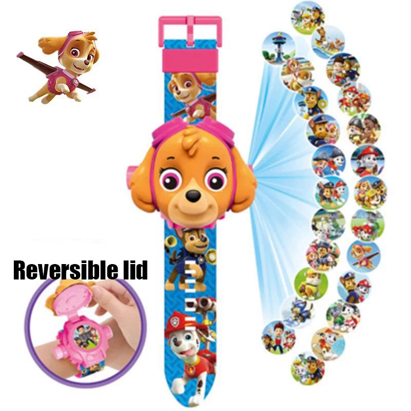 Cartoon Paw Patrol 3D Projection Watch: Chase, Rubble, Marshall, Skye Anime Digital Watches - Fun Children's Toy Wristband Watch