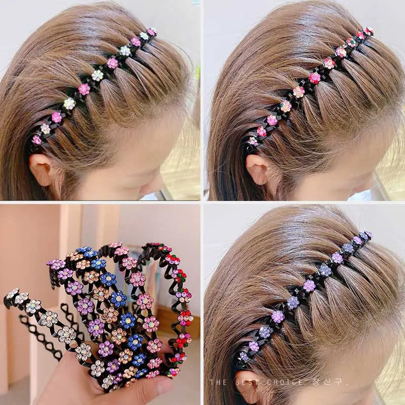 Radiant Waves: Non-slip Rhinestone Headbands for Women and Girls!