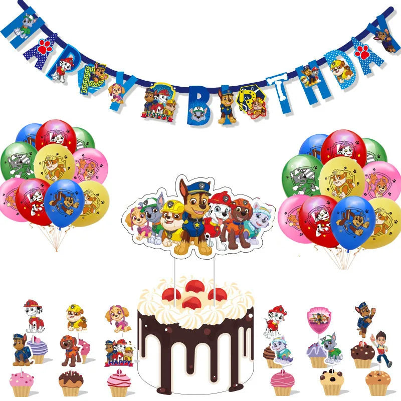 Paw Patrol Extravaganza: Anime Birthday Party Decorations with Tableware – Children's Favorite Toys and Accessories, Perfect for Paw-some Celebrations!