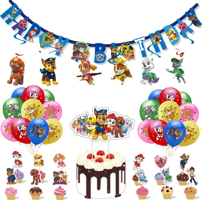 Paw Patrol Extravaganza: Anime Birthday Party Decorations with Tableware – Children's Favorite Toys and Accessories, Perfect for Paw-some Celebrations!