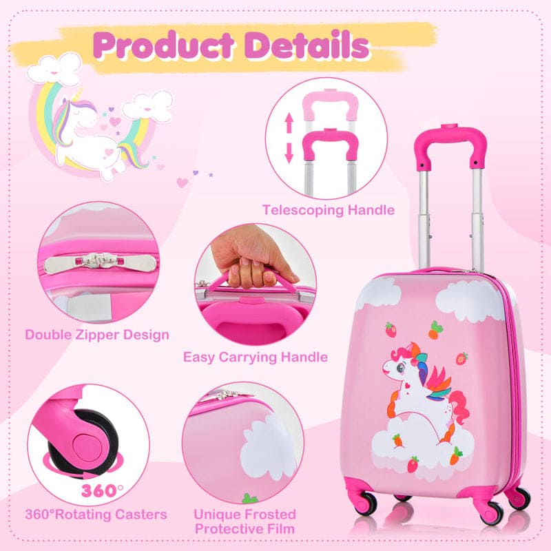 2 Pieces Kids Carry-On Luggage Set with 12 Inch Backpack