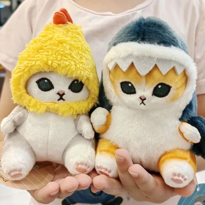 Adorable Ocean Charm: 20Cm Cute Shark Cat & Fried Shrimp Plush Doll Pendant - The Little Big Store