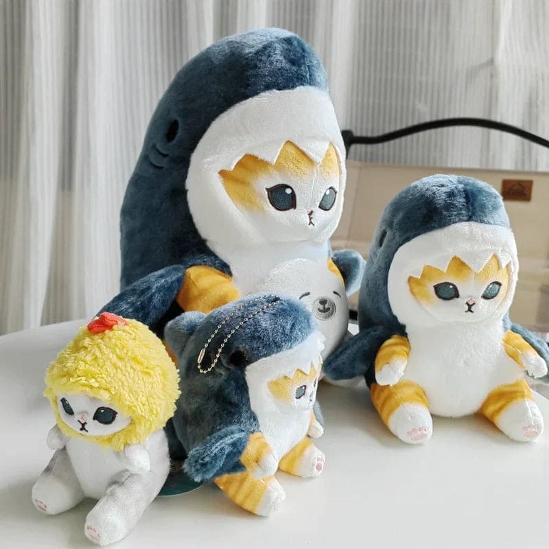 Adorable Ocean Charm: 20Cm Cute Shark Cat & Fried Shrimp Plush Doll Pendant - The Little Big Store