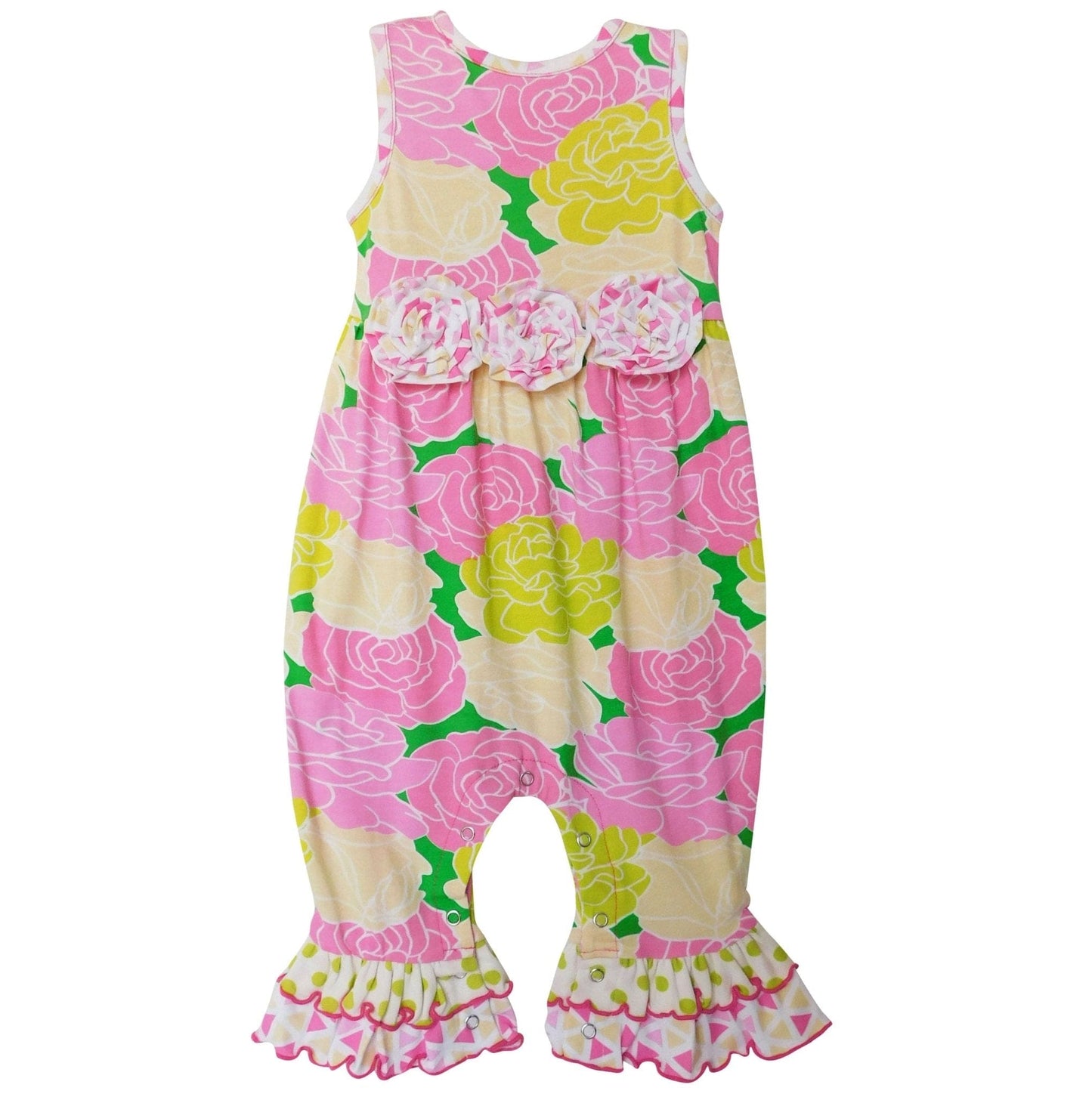 AnnLoren Boutique Spring Floral Baby Girls Ruffle Romper - The Little Big Store