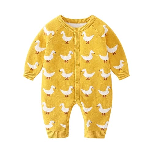 Autumn Cartoon Graphic Soft Cotton Knitted Romper - The Little Big Store