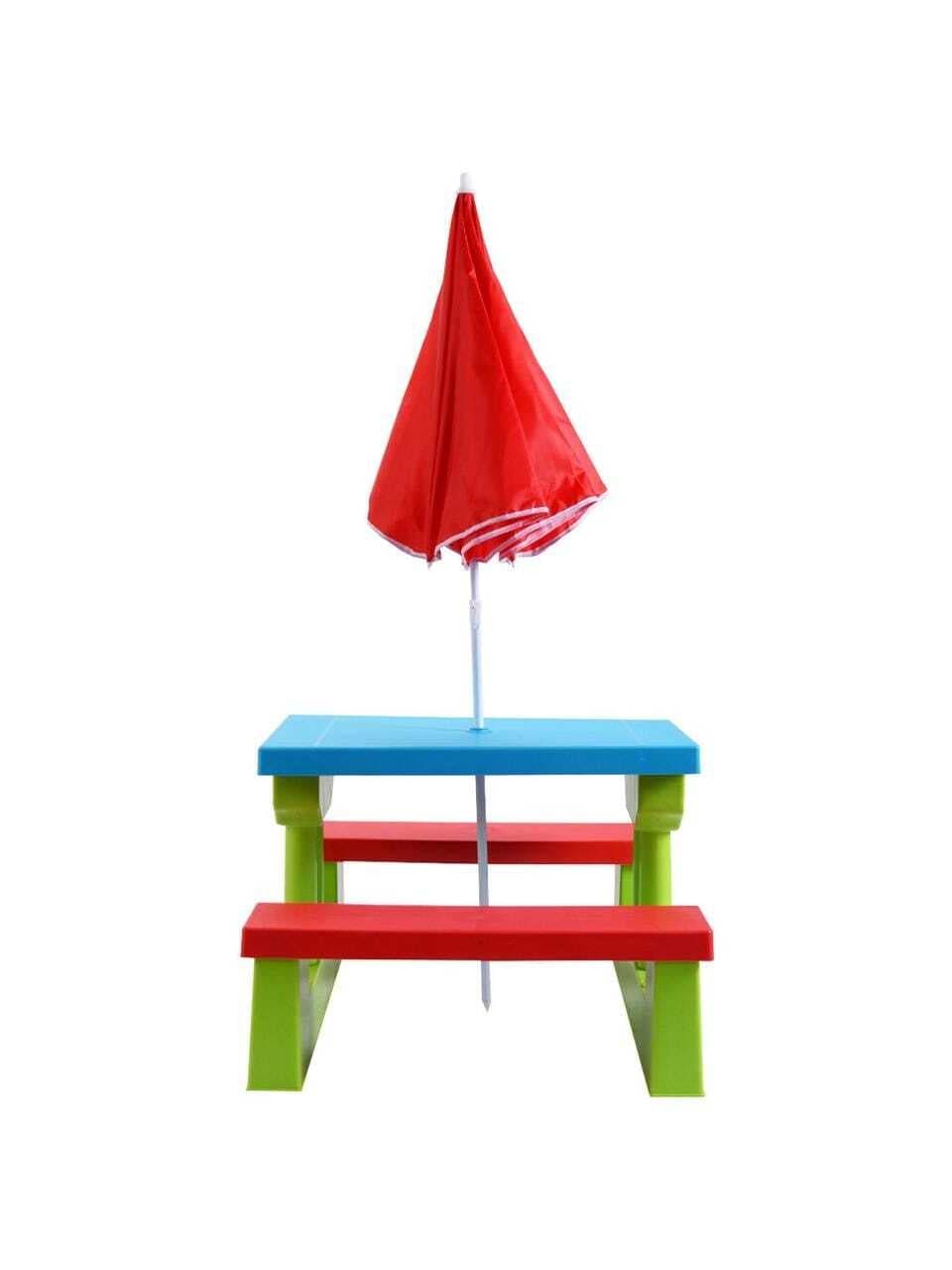 Costway 4 Seat Kids Picnic Table W/Umbrella Garden Yard Folding Children Bench Outdoor