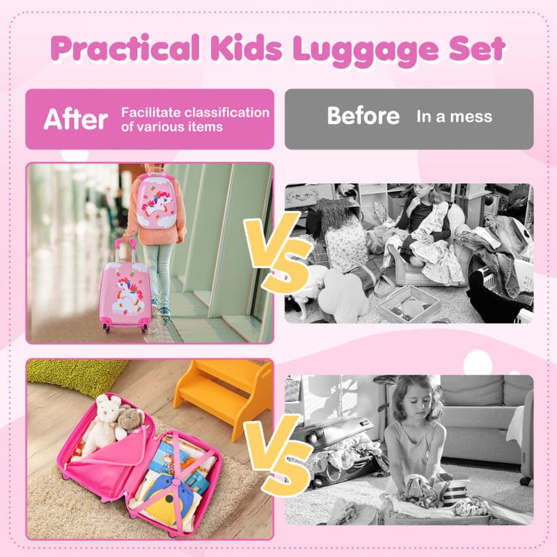 2 Pieces Kids Carry-On Luggage Set with 12 Inch Backpack