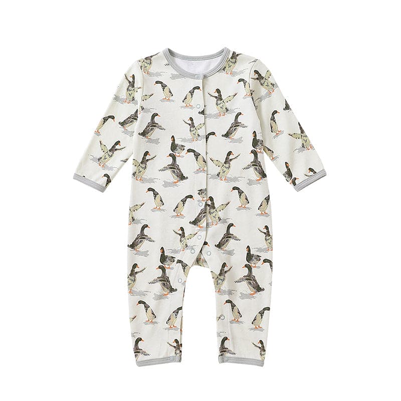 Baby Animal Print Pattern Full Button Design Cotton Romper - The Little Big Store