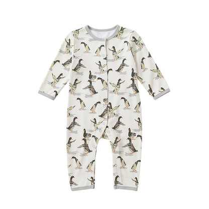 Baby Animal Print Pattern Full Button Design Cotton Romper - The Little Big Store