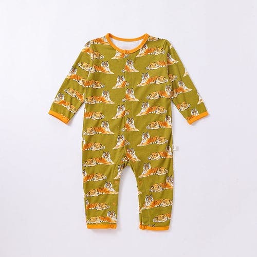 Baby Animal Print Pattern Full Button Design Cotton Romper - The Little Big Store