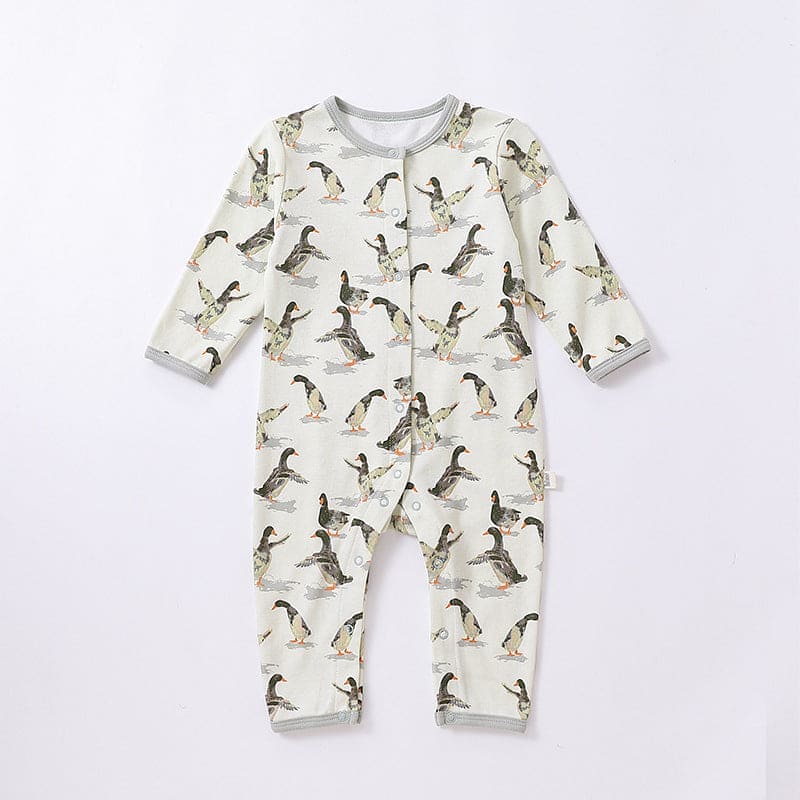 Baby Animal Print Pattern Full Button Design Cotton Romper - The Little Big Store