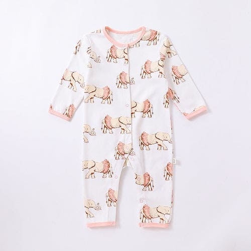 Baby Animal Print Pattern Full Button Design Cotton Romper - The Little Big Store
