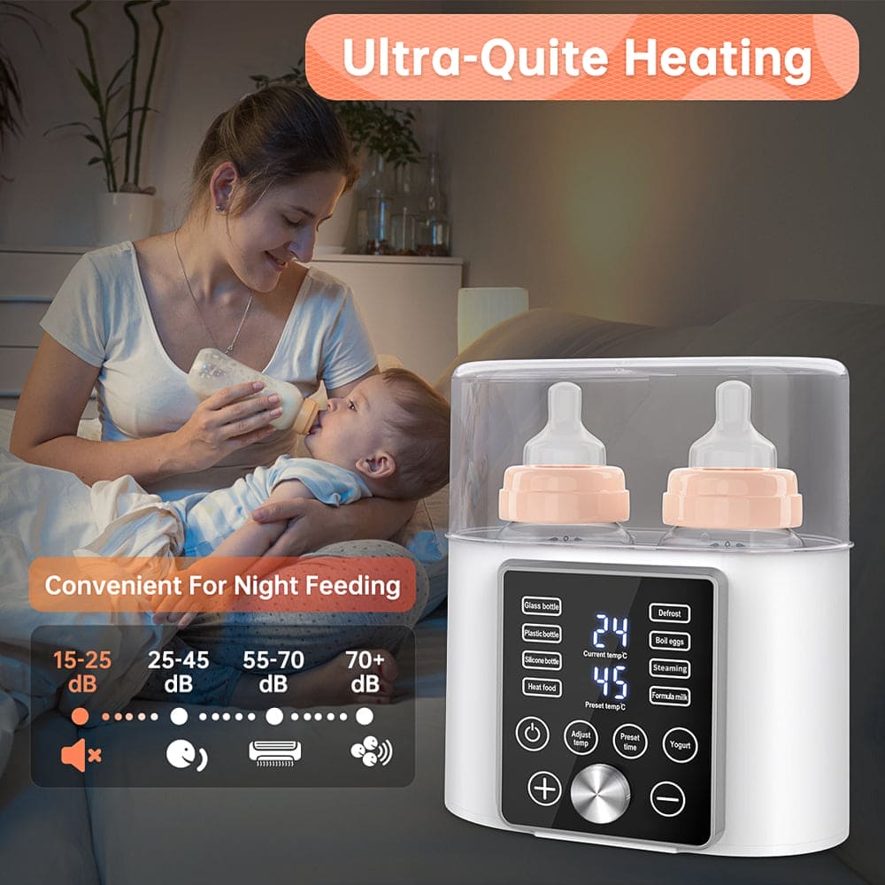 Baby Bottle Warmer, 12-In-1 Babies Fast Bottle Milk Warmer, Double Food Heater Defrost Bpa-Free with Twins, LCD Display, Timer & 24H Temperature Control for Breastmilk & Formula - The Little Big Store