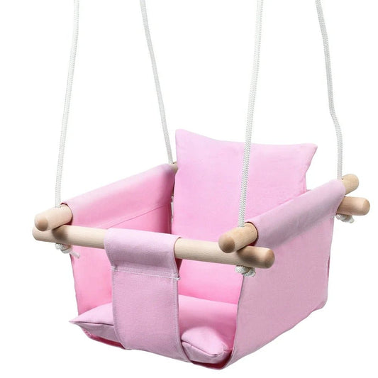 Baby Canvas Hanging Swing Cotton Hammock Toy for Toddler Pink - The Little Big Store