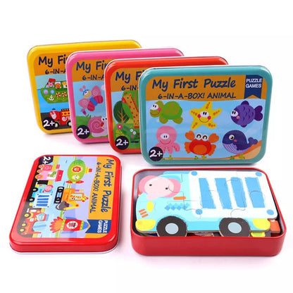 Baby Cartoon 3D Wooden Puzzles: Educational Fun in Cute Iron Boxes! 🧩🎁 - The Little Big Store