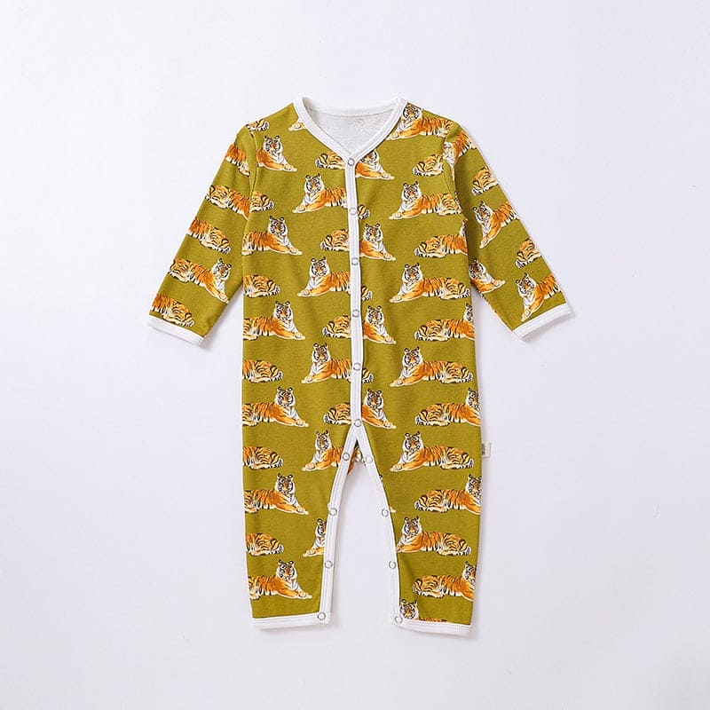 Baby Cartoon Animal Print Pattern Full Button Design Romper - The Little Big Store