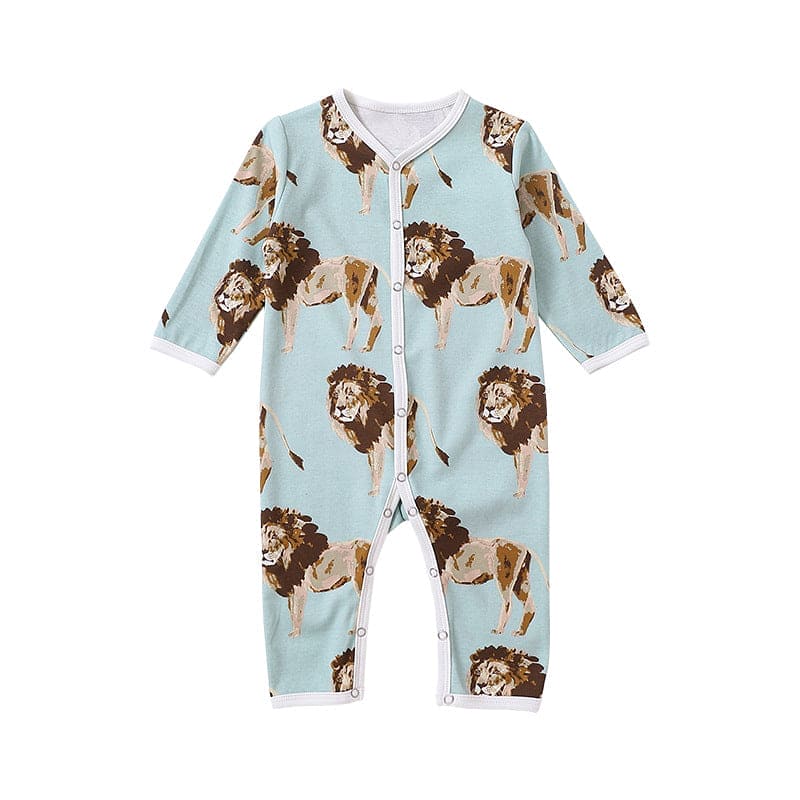 Baby Cartoon Animal Print Pattern Full Button Design Romper - The Little Big Store