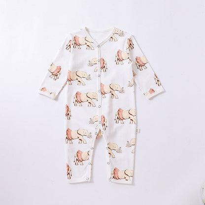 Baby Cartoon Animal Print Pattern Full Button Design Romper - The Little Big Store