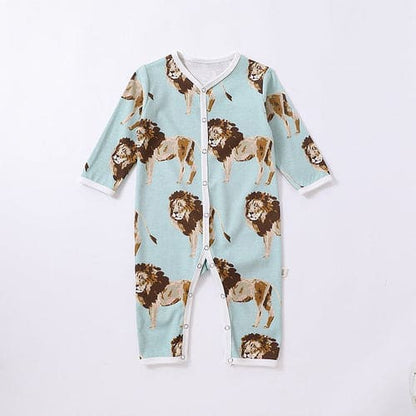 Baby Cartoon Animal Print Pattern Full Button Design Romper - The Little Big Store