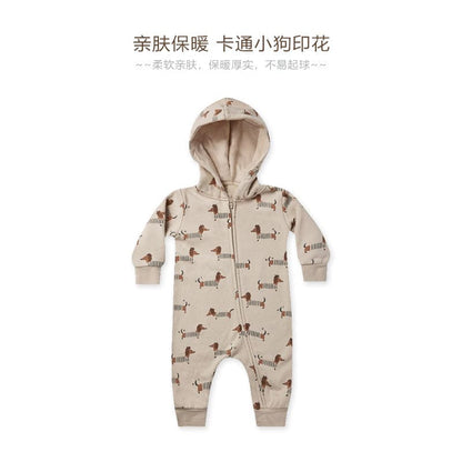 Baby Cartoon Animal Print Pattern Zipper Design Full Romper - The Little Big Store