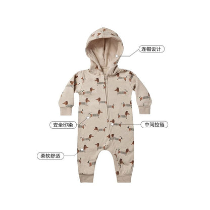 Baby Cartoon Animal Print Pattern Zipper Design Full Romper - The Little Big Store