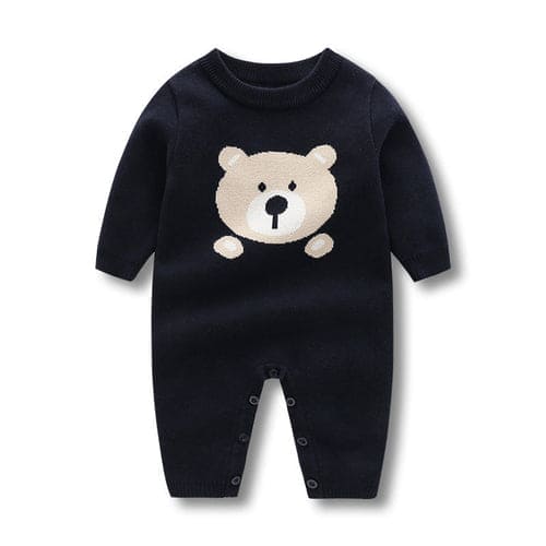 Baby Cartoon Bear Pattern Long Sleeve Quality Romper - The Little Big Store