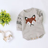 Baby Cartoon Fox Graphic Long Sleeves Triangle Knitted Romper Jumpsuit - The Little Big Store