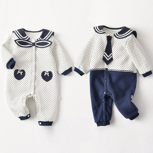 Baby Polka Dot Pattern Bow Patched Design Romper Jumpsuit - The Little Big Store