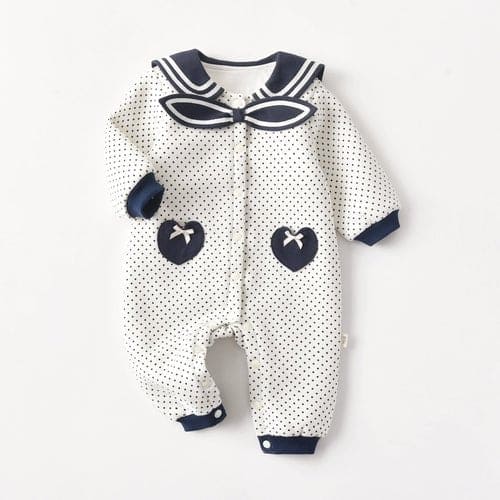 Baby Polka Dot Pattern Bow Patched Design Romper Jumpsuit - The Little Big Store