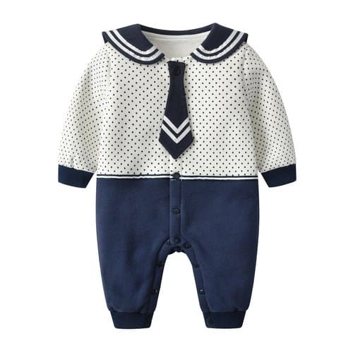 Baby Polka Dot Pattern Bow Patched Design Romper Jumpsuit - The Little Big Store