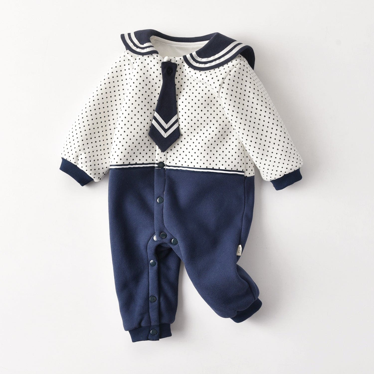 Baby Polka Dot Pattern Bow Patched Design Romper Jumpsuit - The Little Big Store