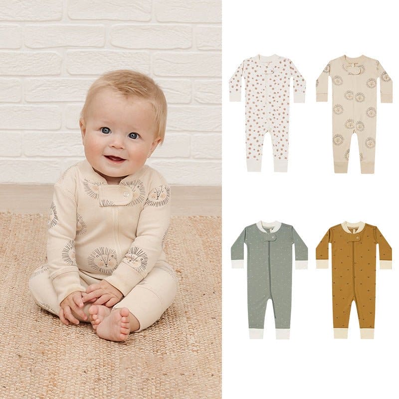 Baby Print Pattern Full Zipper Design Soft Comfortable Romper - The Little Big Store